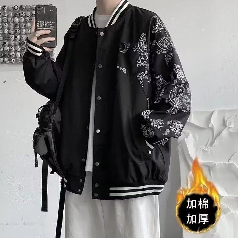 秋冬季加绒夹克男2023新款休闲痞帅男装上衣外套潮流秋装夹克长袖