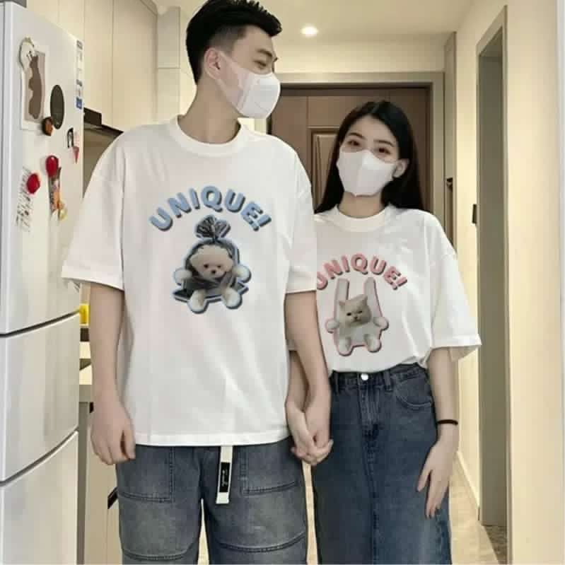 休闲t恤男女生网红情侣装夏季高级感小众衣服新款disoo短袖T恤潮