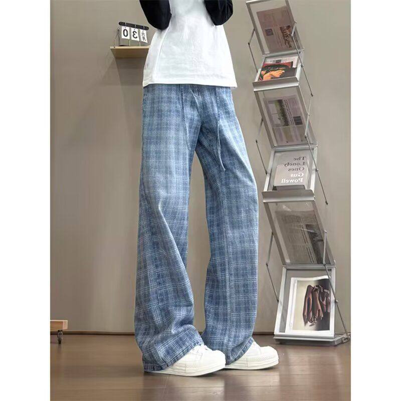 时尚新款宽松休闲裤男韩版潮流百搭裤子夏季薄款坠感阔腿拖地长裤