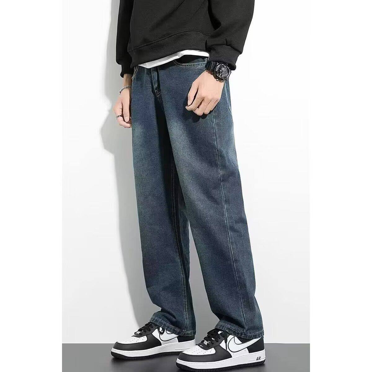 天丝牛仔裤男士夏季薄款宽松直筒美式潮牌阔腿休闲长裤子男款高街