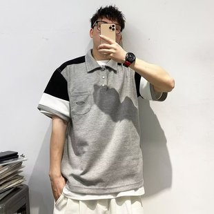 夏款休闲个性POLO衫宽松短袖T恤男女体恤港风上衣百搭简约t恤衫潮