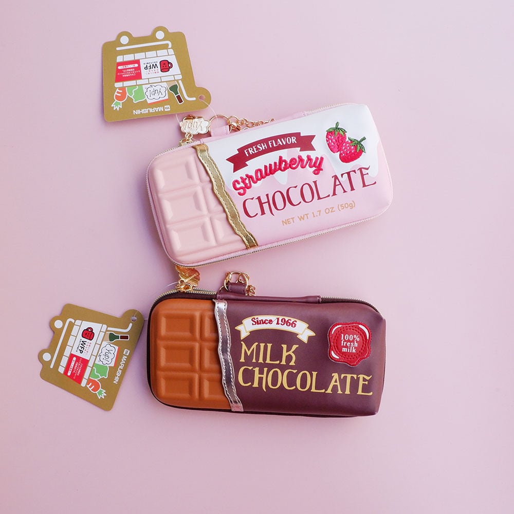 板板巧克力收纳包日本YUP食品包装造型皮革化妆包笔袋文具盒礼物