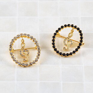 音乐人的胸针日本制MusicForLiving音符水晶饰品别针演奏会礼物