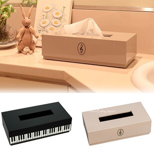 音乐人的纸巾盒日本制MusicForLiving音符钢琴键盘高质感树脂复古