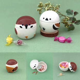雪中精灵山雀收纳罐日本DECOLE陶瓷麻雀可爱装饰玄关摆件文创礼物