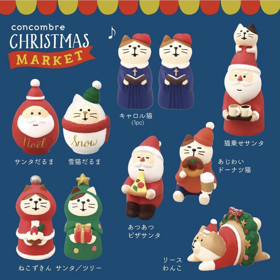 日本正版DECOLE树脂摆件圣诞猫咪