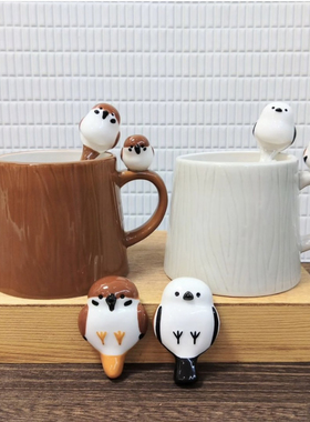 小麻雀杯日本正版DECOLE陶瓷筷子架勺子马克杯牛奶饮料咖啡茶杯