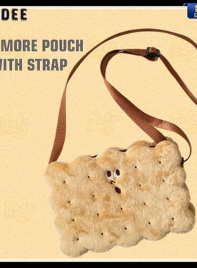 饼干斜挎包日本正版GLADEE毛绒手机袋收纳少女礼物原创设计SMORE