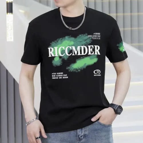 欧货高端夏季男士短袖t恤丝光棉