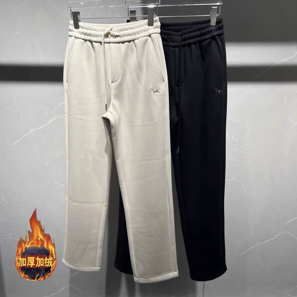 欧货冬季男士加绒加厚休闲直筒裤