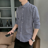 衬衫男长袖2024春秋韩版潮流时尚休闲百搭外套帅气打底条纹衬衣潮，男装衬衫，星座222