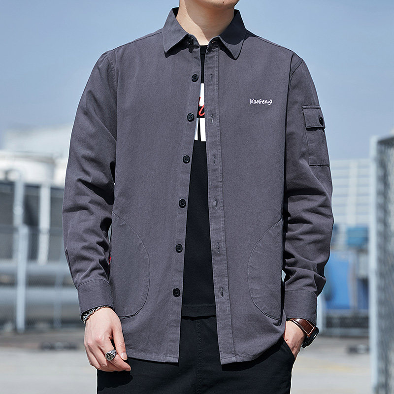 新款日系 复古衬衫男工装宽松短袖寸衣休闲上衣外套潮流 6705-P45图片