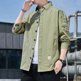 2024春秋款港风工装衬衫男长袖纯棉衬衣外套日系男装潮，男装衬衫，星座222