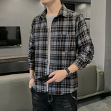 2024秋冬新款长袖青年学生格子衬衫衬衣男222-3p28，男装衬衫，星座222