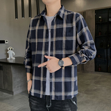 2024秋冬新款长袖青年学生格子衬衫衬衣男222-3p28，男装衬衫，星座222