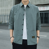 夏季纯棉七分袖衬衣男日系工装中袖衬衫休闲百搭潮流上衣Q226-P38，男装衬衫，星座222