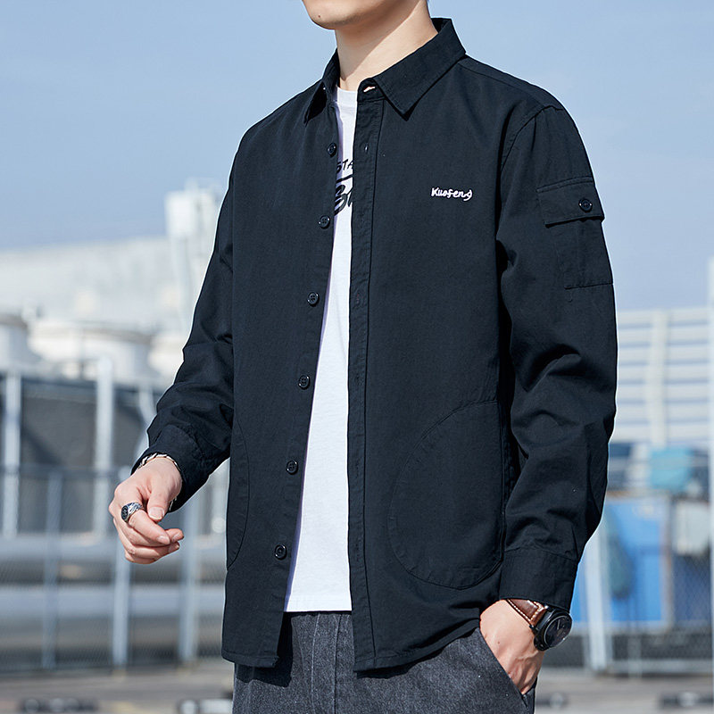 新款日系复古衬衫男工装宽松短袖寸衣休闲上衣外套潮流6705-P45,男装衬衫,星座222