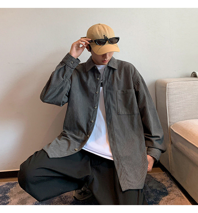 2024秋季宽松灯芯绒外套男大码港风boy休闲潮流衬衫CS7011,男装衬衫,星座222