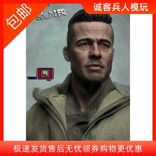 狂怒 布拉德皮特1/6兵人头雕THREEQ MG002 坦克兵 头雕 现货包邮