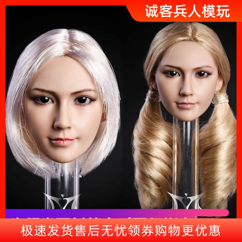 手办头雕ymt10植发亚洲女兵人偶