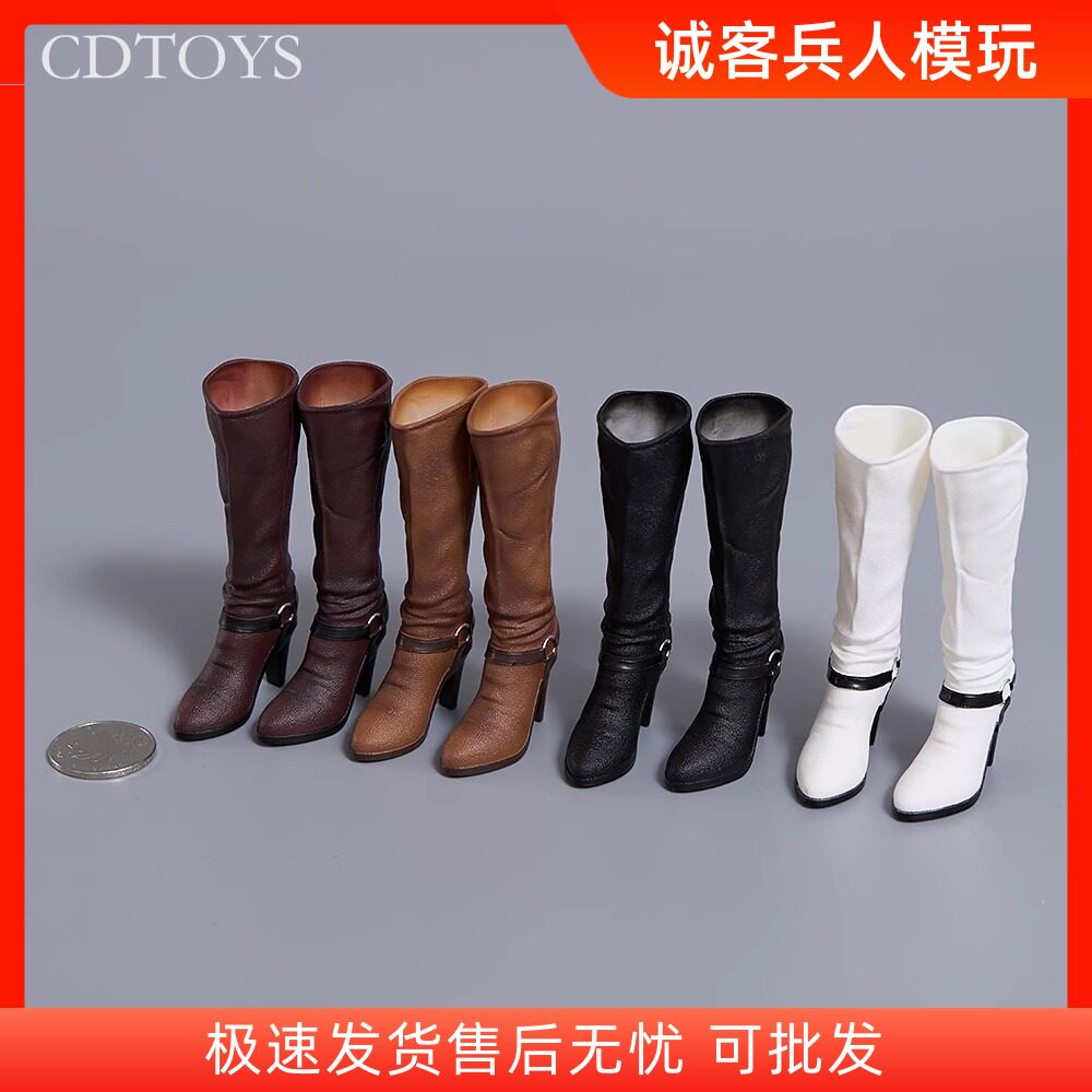 现货cdtoys CD080 1/6女兵人实心高跟鞋中筒靴子模型适合拆脚素体图片