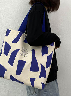 通勤大容量单肩帆布包男女学生上课装书单肩手提袋2025年春夏新款