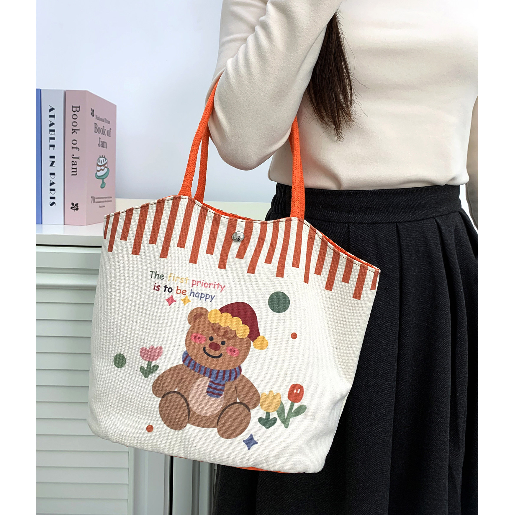 2025新款可爱卡通大号饭盒包百搭日常通勤手提帆布包上班手拎包,收纳整理,饭盒袋,淘宝优惠券,粉丝福利购,淘宝优惠卷