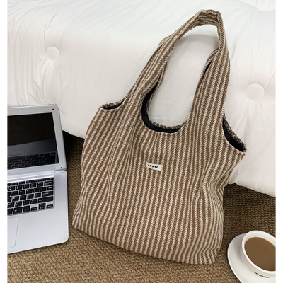 2026秋冬包包大容量条纹帆布包