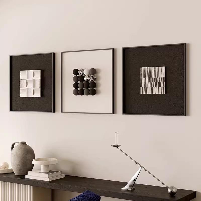 意式极简客厅装饰画高级感餐厅挂画2024新款抽象方形卧室玄关壁画