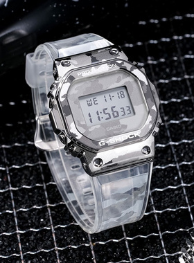 卡西欧手表G-SHOCK时尚运动防水男表透明迷彩GM-5600SCM-1/6900CM