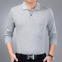Men's long-sleeved T-shirt, lapel cotton men's top, casual collar, loose-fitting, large-sized T-shirt thumbnail 8