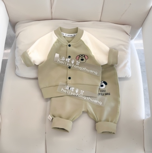 秋季宝宝分体套装立体小狗棒球服套装儿童秋季套装