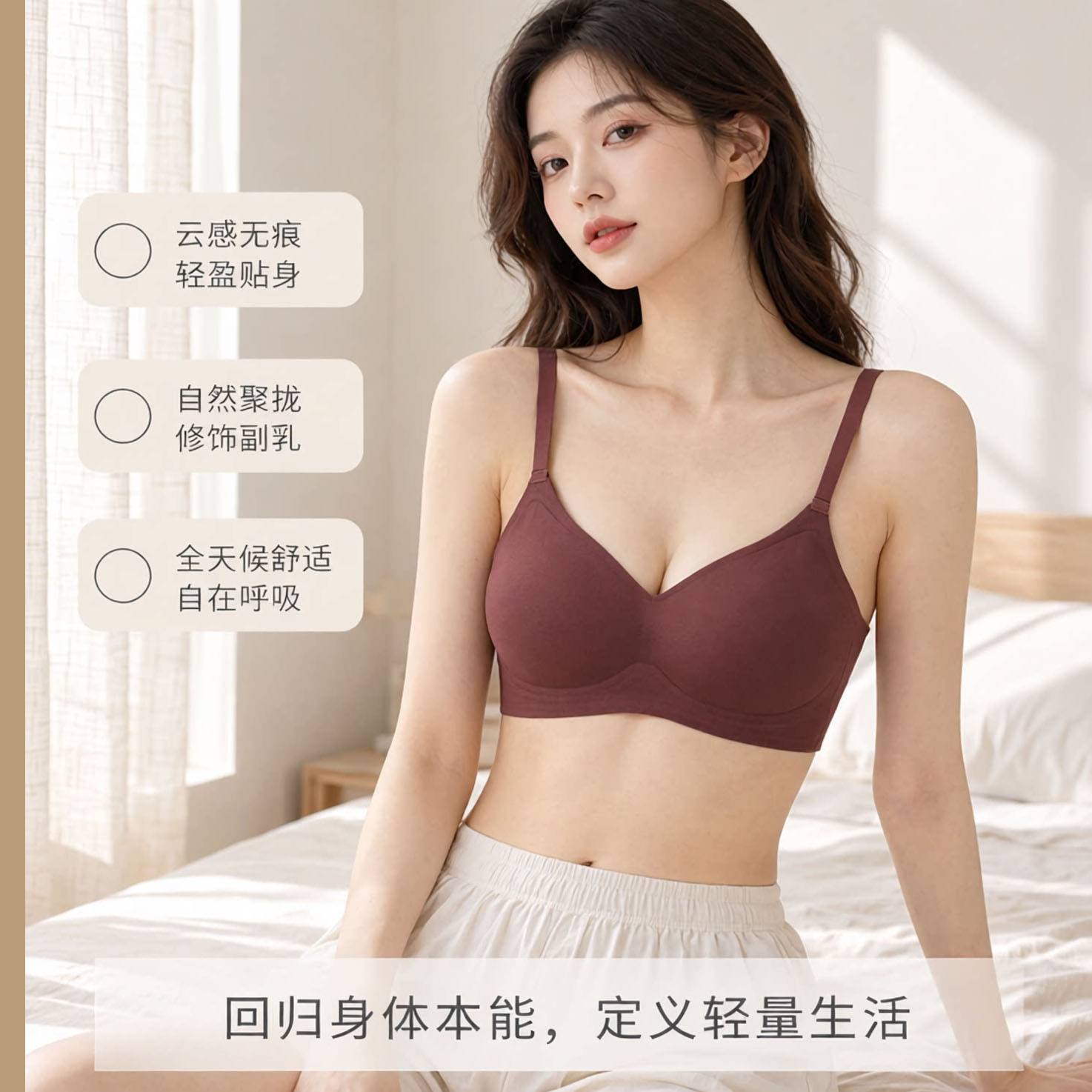 裸感无钢圈乳胶透气柔软无痕高弹图片