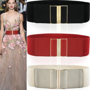 红色松紧腰带女装 简约弹力皮带配外套百搭腰封显瘦 饰连衣裙韩版