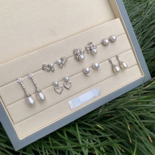 一物一拍华丽设计款天然淡水珍珠耳钉耳饰晚会礼服送礼结婚621