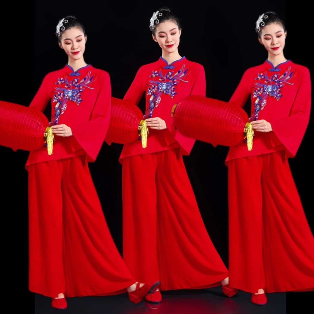 中国风祖国你好同款广场舞古典秧歌服春晚年会开场舞演出服套装女,运动/瑜伽/健身/球迷用品,广场舞套装,淘宝优惠券,粉丝福利购,淘宝优惠卷