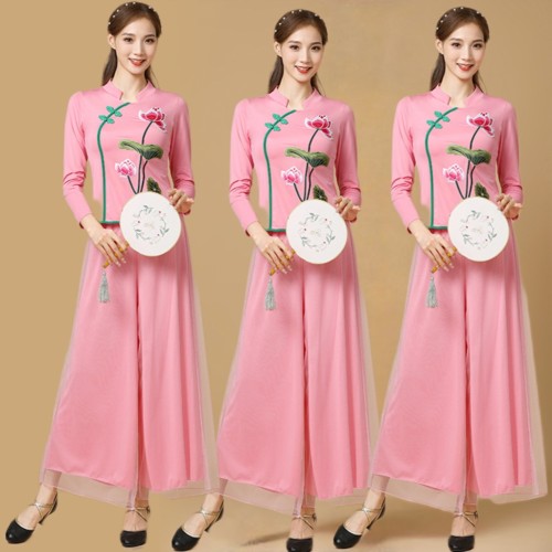 广场舞演出服古典舞绣花演出服妇