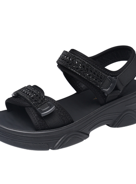 红蜻蜓女时尚运动沙滩鞋2024夏季新款厚底增高休闲百搭轻便女凉鞋