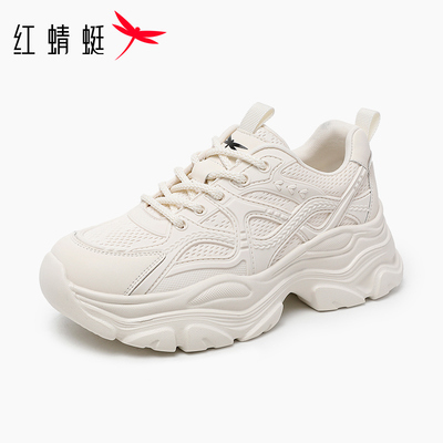 红蜻蜓2026新款女厚底老爹鞋网面