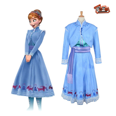 安娜公主裙成人cos冰雪奇缘2礼服