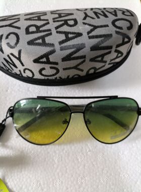 偏光镜护目镜太阳镜金属框灰色蓝膜日夜两用骑行拉链盒套装