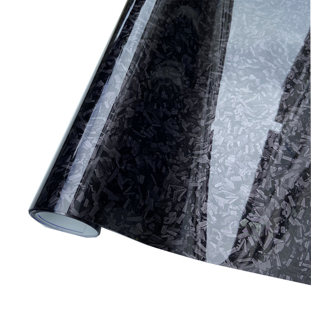 PET锻造亮面仿真花碳问尾翼视镜机盖个性改装车顶改色贴纸贴膜