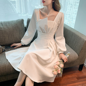 RM19426#新款白色长袖连衣裙女轻奢小众高端气质法式裙