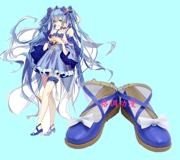 vocaloid2017雪初音miku星与雪的公主cosplay鞋定制B6973
