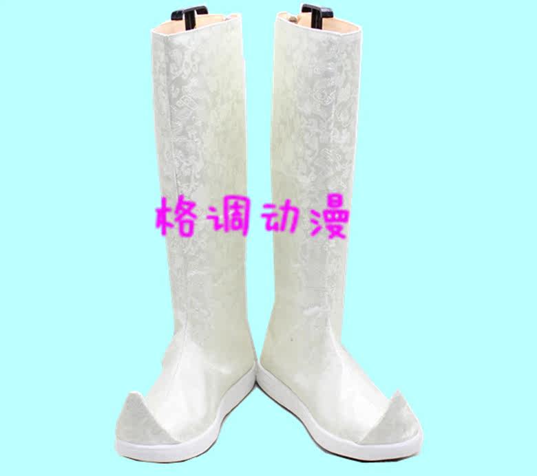 B8427万能白色古装靴 织锦缎 COSPLAY鞋 COS鞋动漫鞋