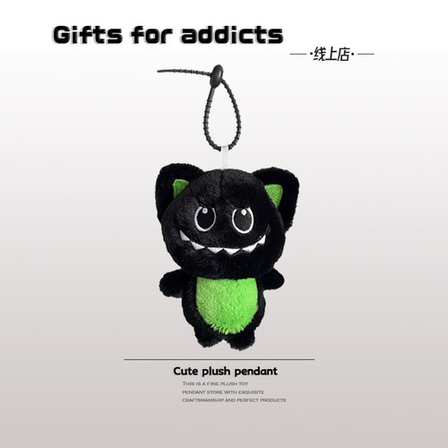 ins风黑色小猫毛绒公仔挂件