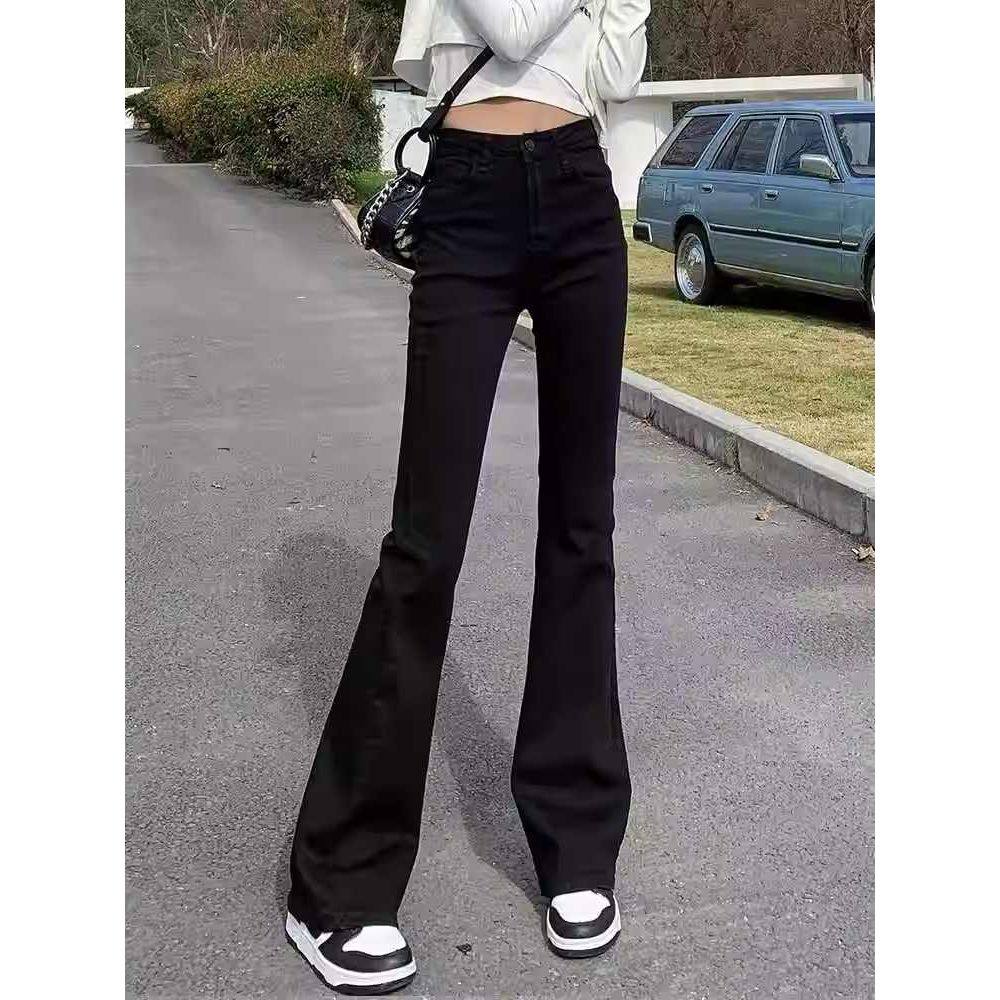 黑色微喇叭牛仔裤女弹力春秋新款小个子女士秋冬加绒马蹄裤子,女装/女士精品,牛仔裤,淘宝优惠券,粉丝福利购,淘宝优惠卷
