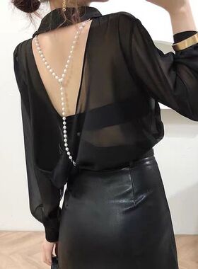 加大码胖mm夏季美背防晒衫女露背上衣长袖衬衫300斤外套开衫衬衣