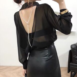 加大码胖mm夏季美背防晒衫女露背上衣长袖衬衫300斤外套开衫衬衣
