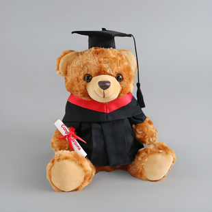 毕业公仔熊博士帽娃娃学士服公仔幼稚园毕业玩偶礼物香港大学